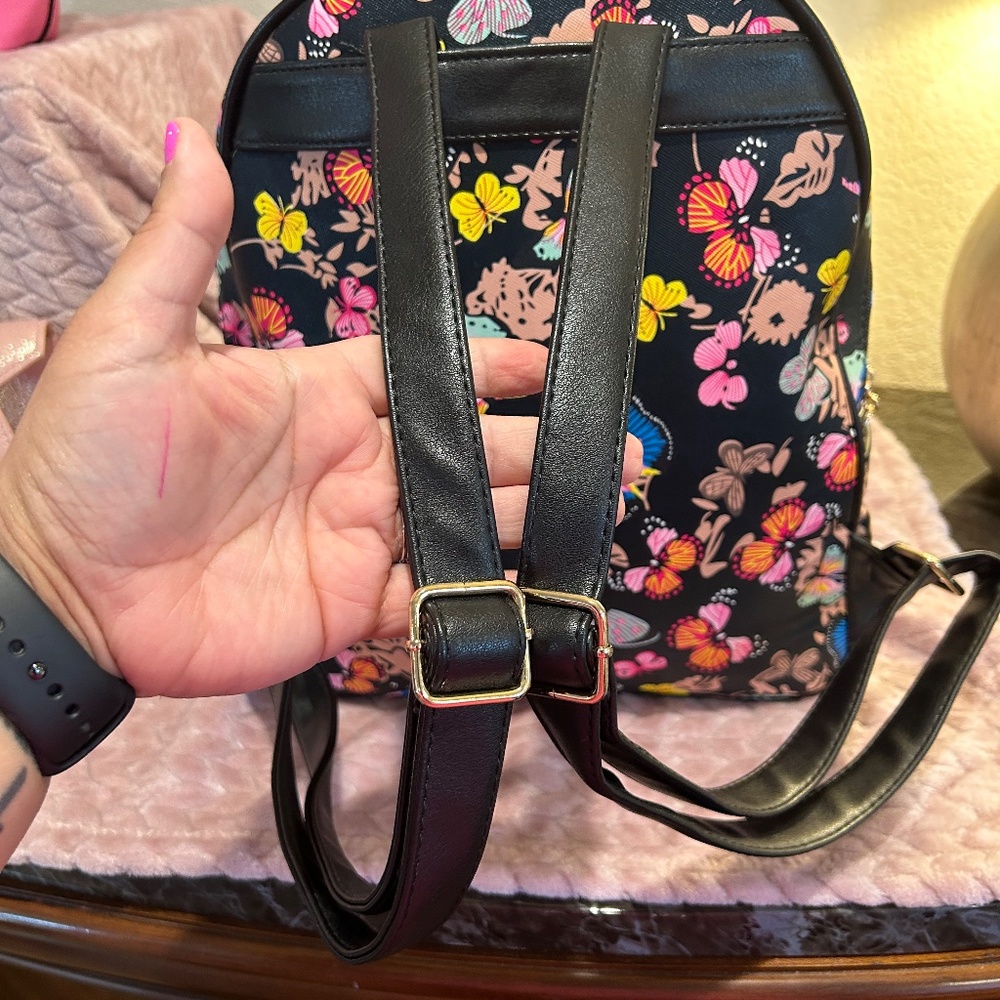 NEW! Small Backpack- Butterfly Pattern Black - Picture 3 of 5